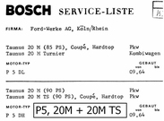 Bosch Service- & Ersatzteilliste P5 20M + 20M-TS